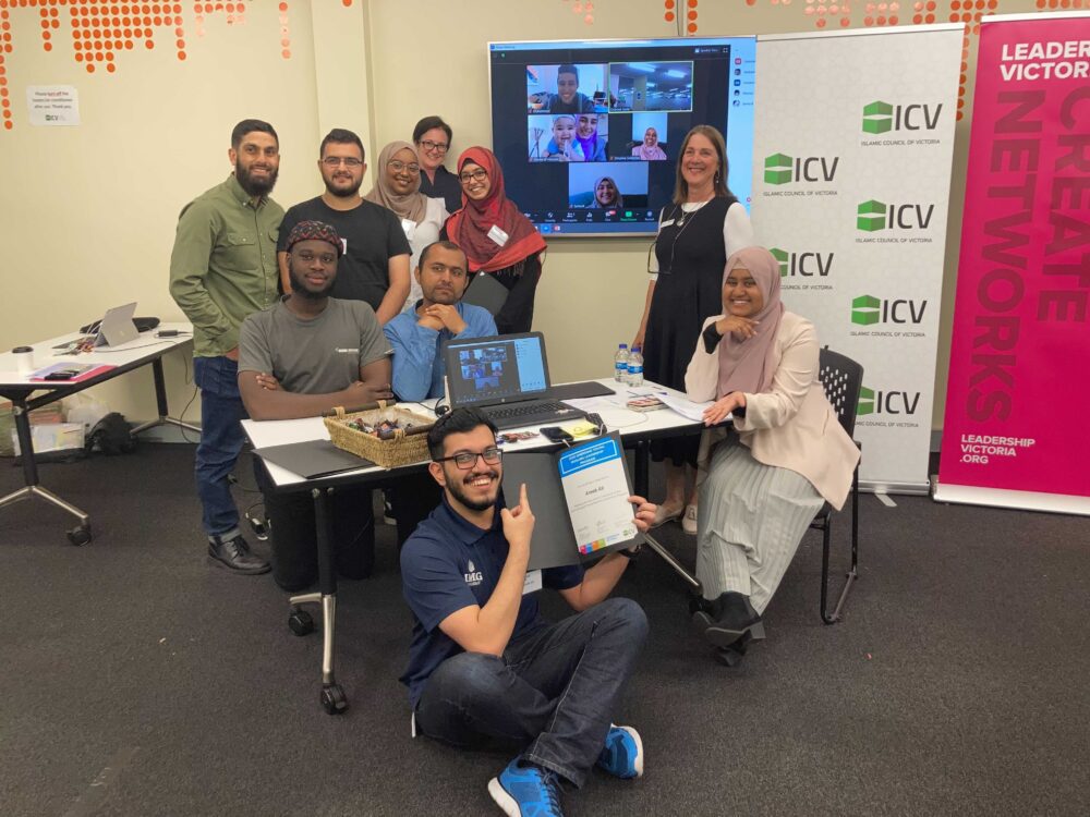 Group of people smiling from Emerging Young Muslims Leadership Program 2020 Graduation